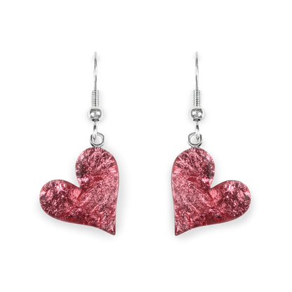 Pink Aztec Heart Shiny Fish Hook Earrings | The Jewellery Stop