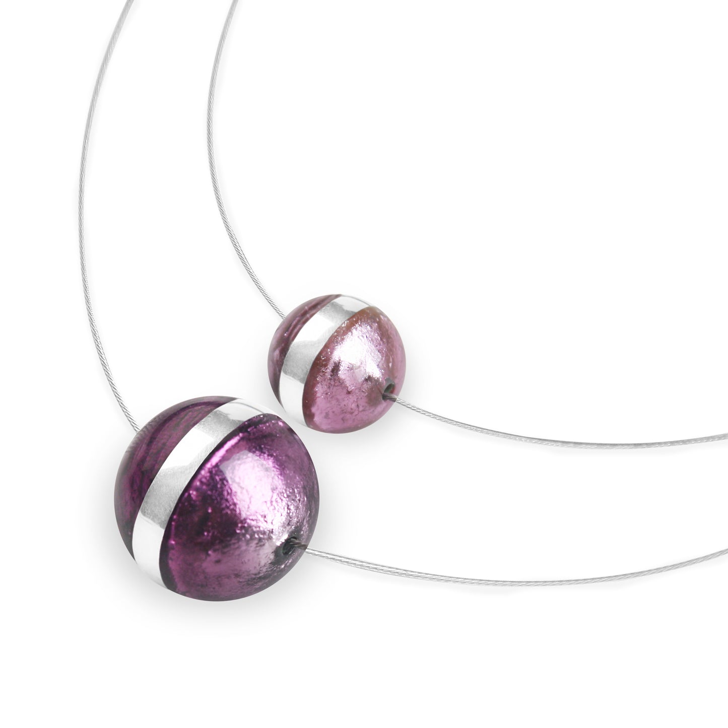 Purple Aluminium Balls Shiny Double Pendant