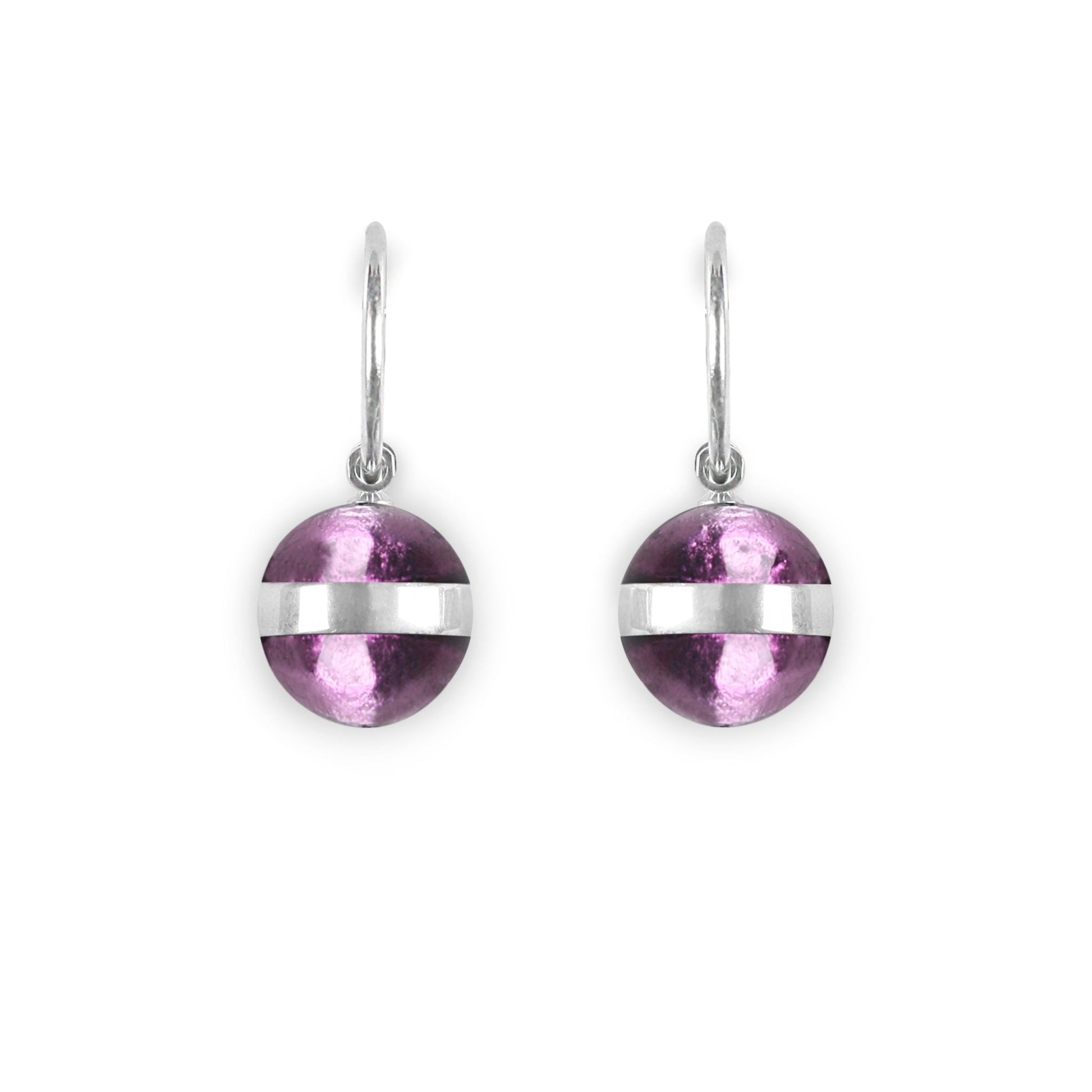 Purple Aluminium Balls Shiny Creole Earrings | The Jewellery Stop