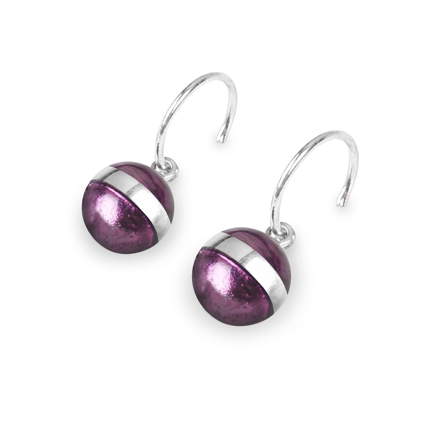 Purple Aluminium Balls Shiny Creole Earrings