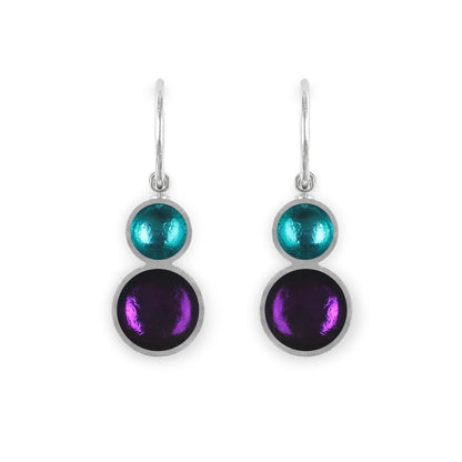 Peacock Bubble Extravaganza Shiny Double drop Creole Earrings | The Jewellery Stop