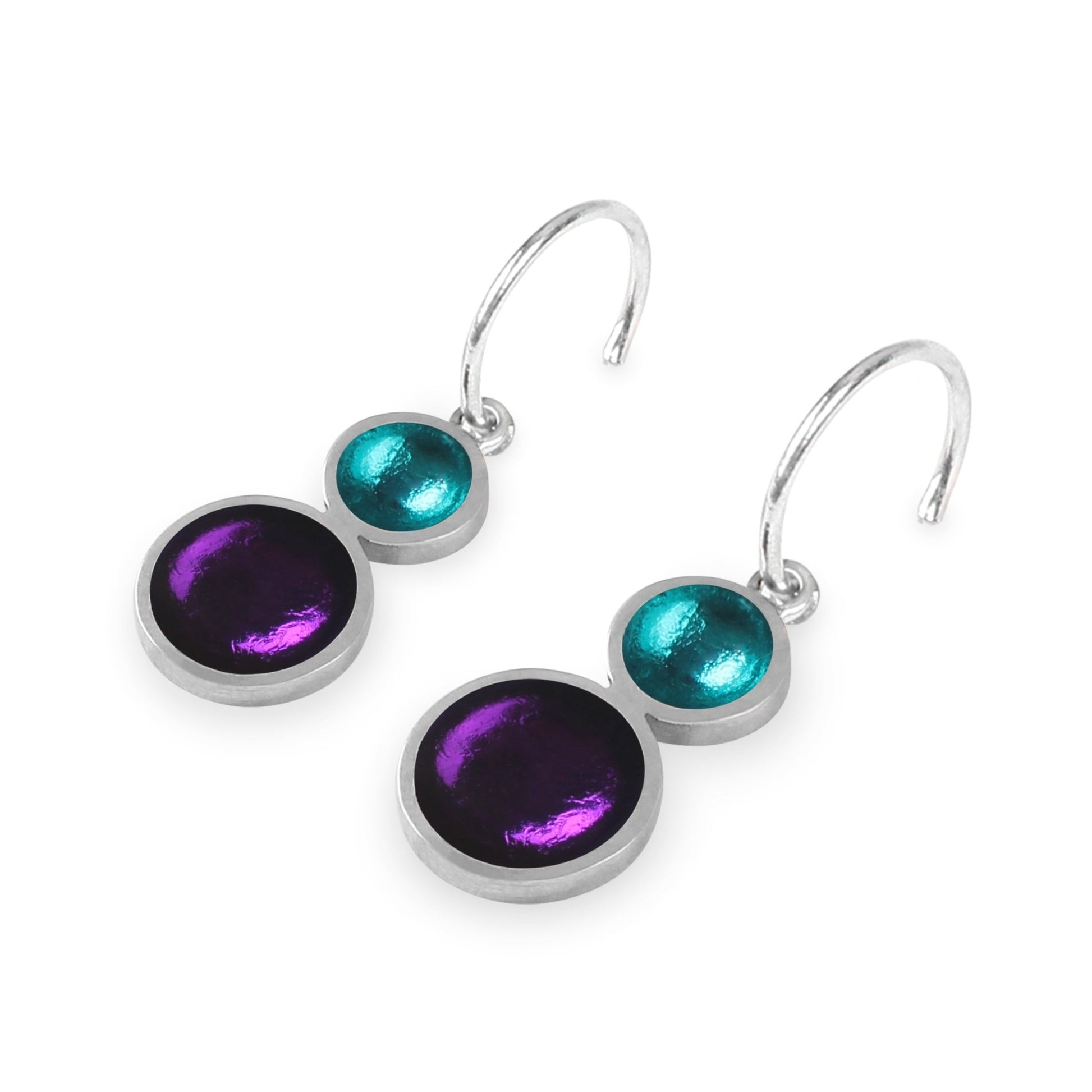 Peacock Bubble Extravaganza Shiny Double drop Creole Earrings | The Jewellery Stop