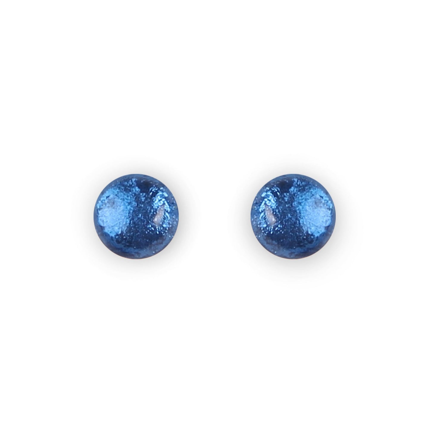 Navy Cabouchon Shiny Small Stud Earrings | The Jewellery Stop