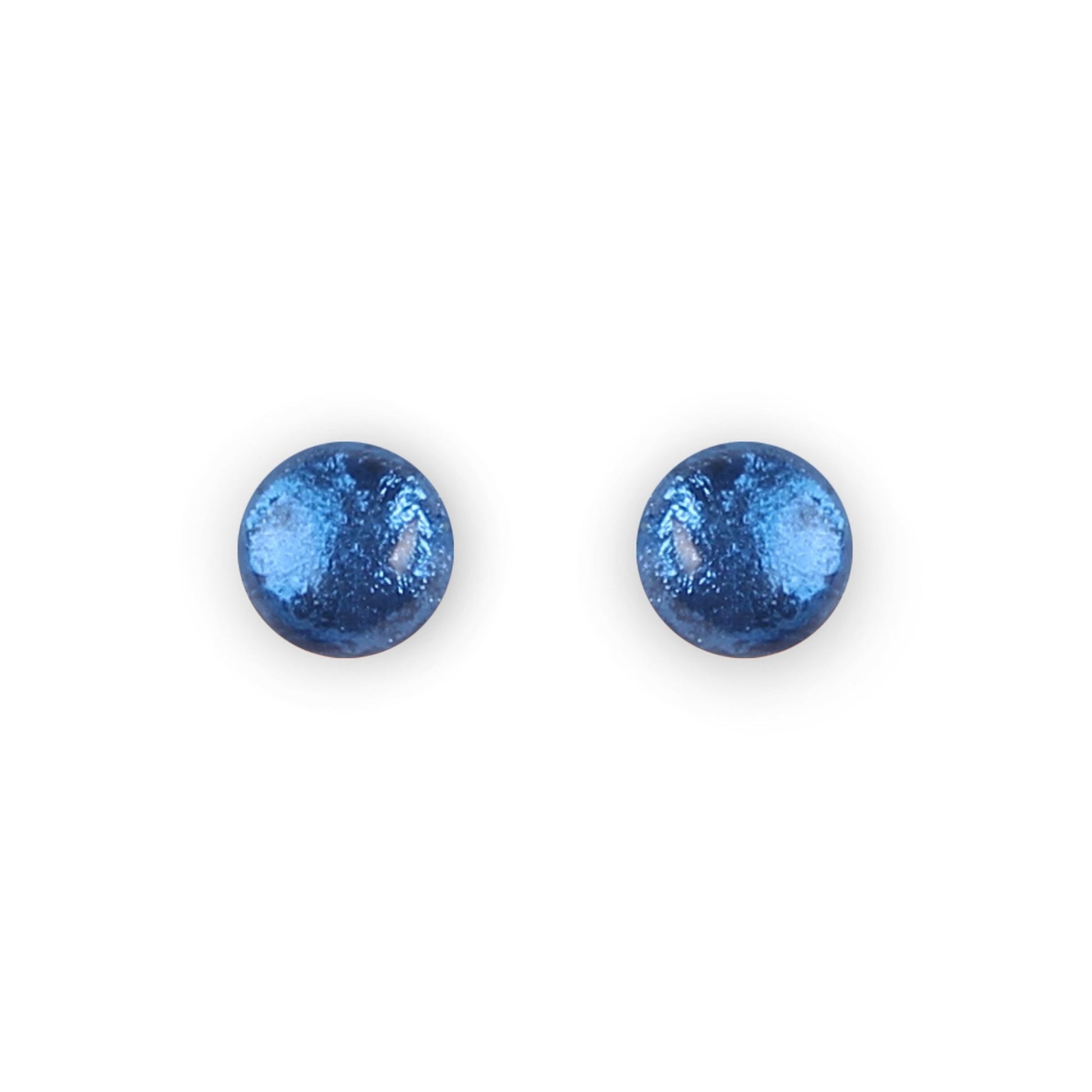 Navy Cabouchon Shiny Small Stud Earrings | The Jewellery Stop