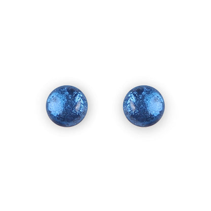 Navy Cabouchon Shiny Small Stud Earrings | The Jewellery Stop