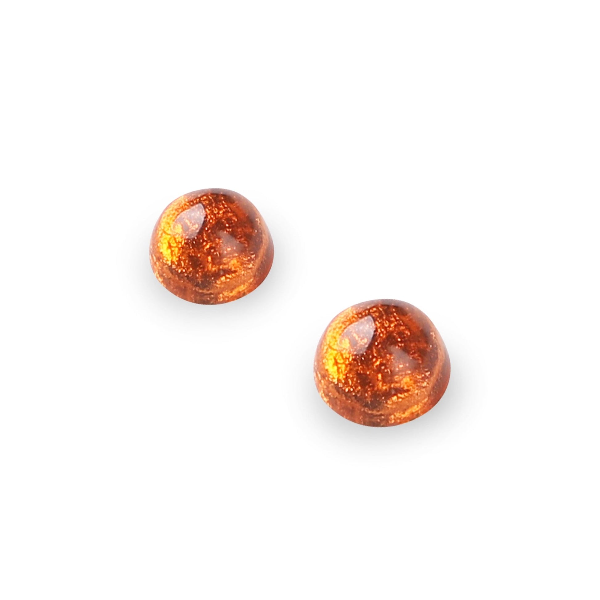 Orange Cabouchon Shiny Small Stud Earrings | The Jewellery Stop
