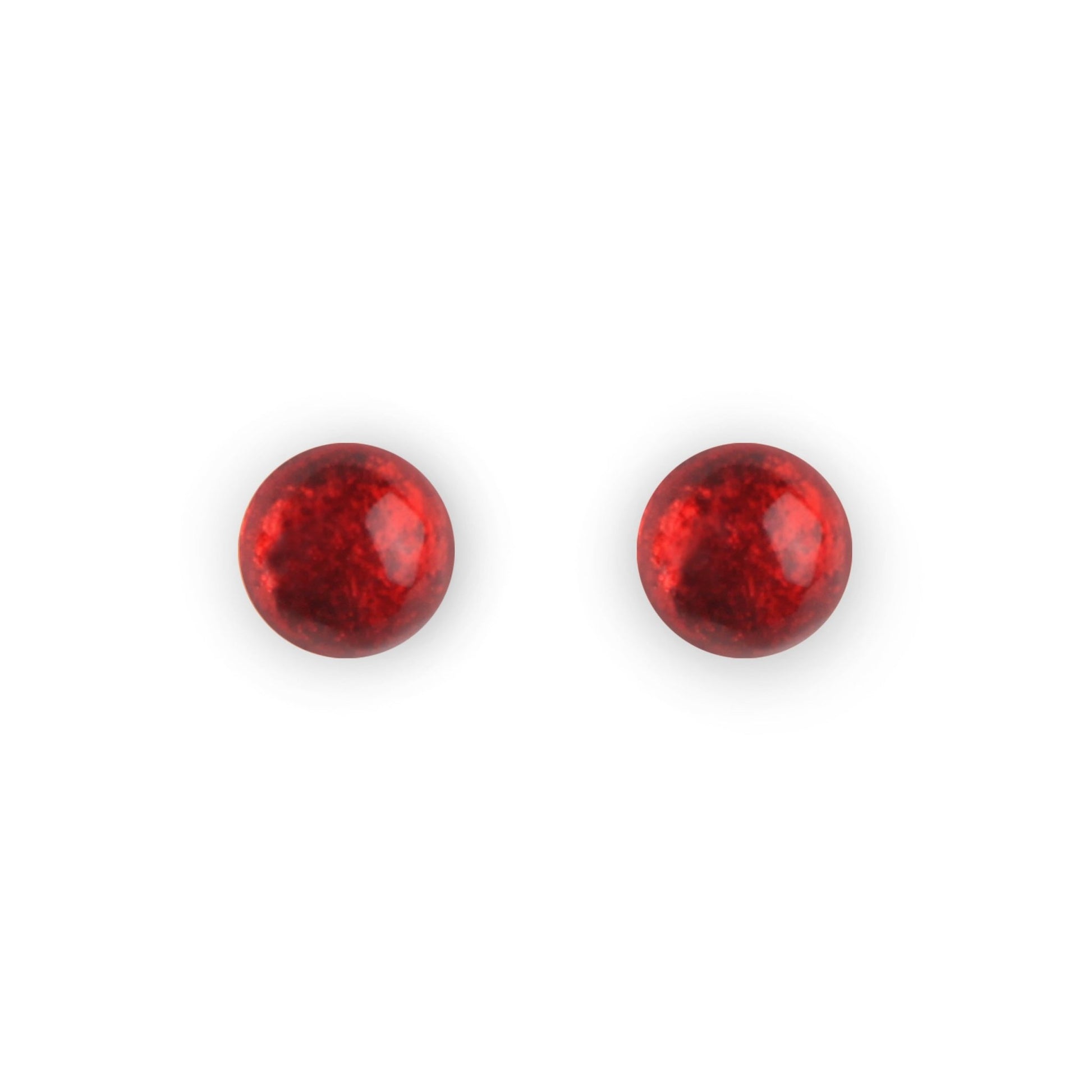 Red Cabouchon Shiny Small Stud Earrings | The Jewellery Stop