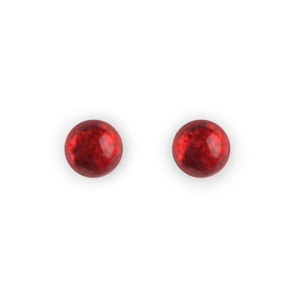 Red Cabouchon Shiny Small Stud Earrings | The Jewellery Stop