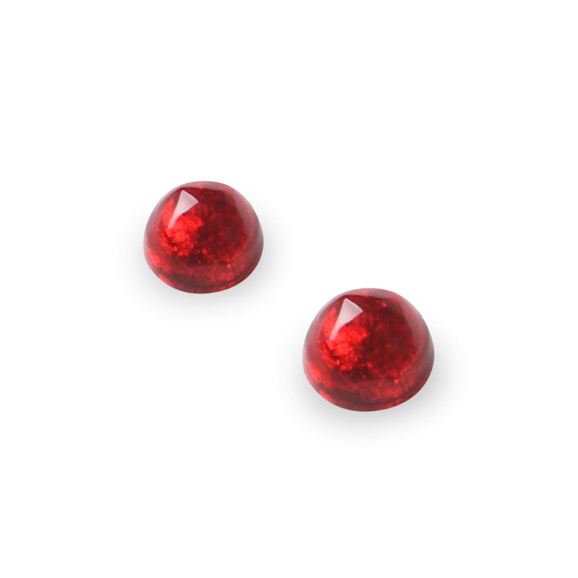 Red Cabouchon Shiny Small Stud Earrings | The Jewellery Stop