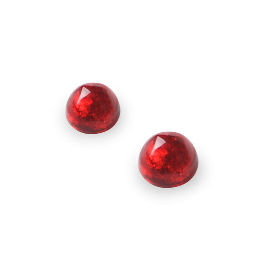 Red Cabouchon Shiny Small Stud Earrings | The Jewellery Stop