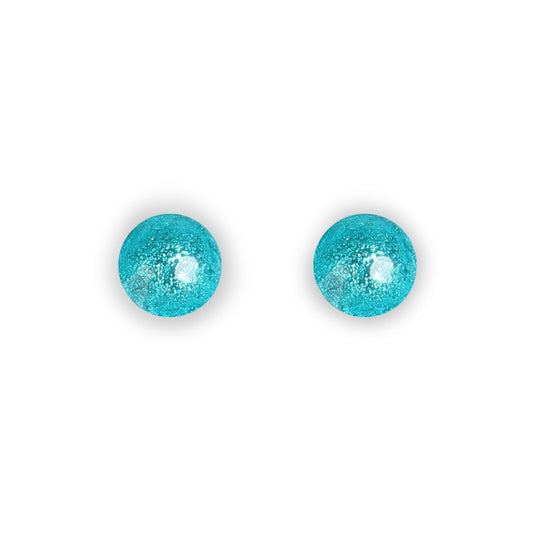 Teal Cabouchon Shiny Small Stud Earrings | The Jewellery Stop