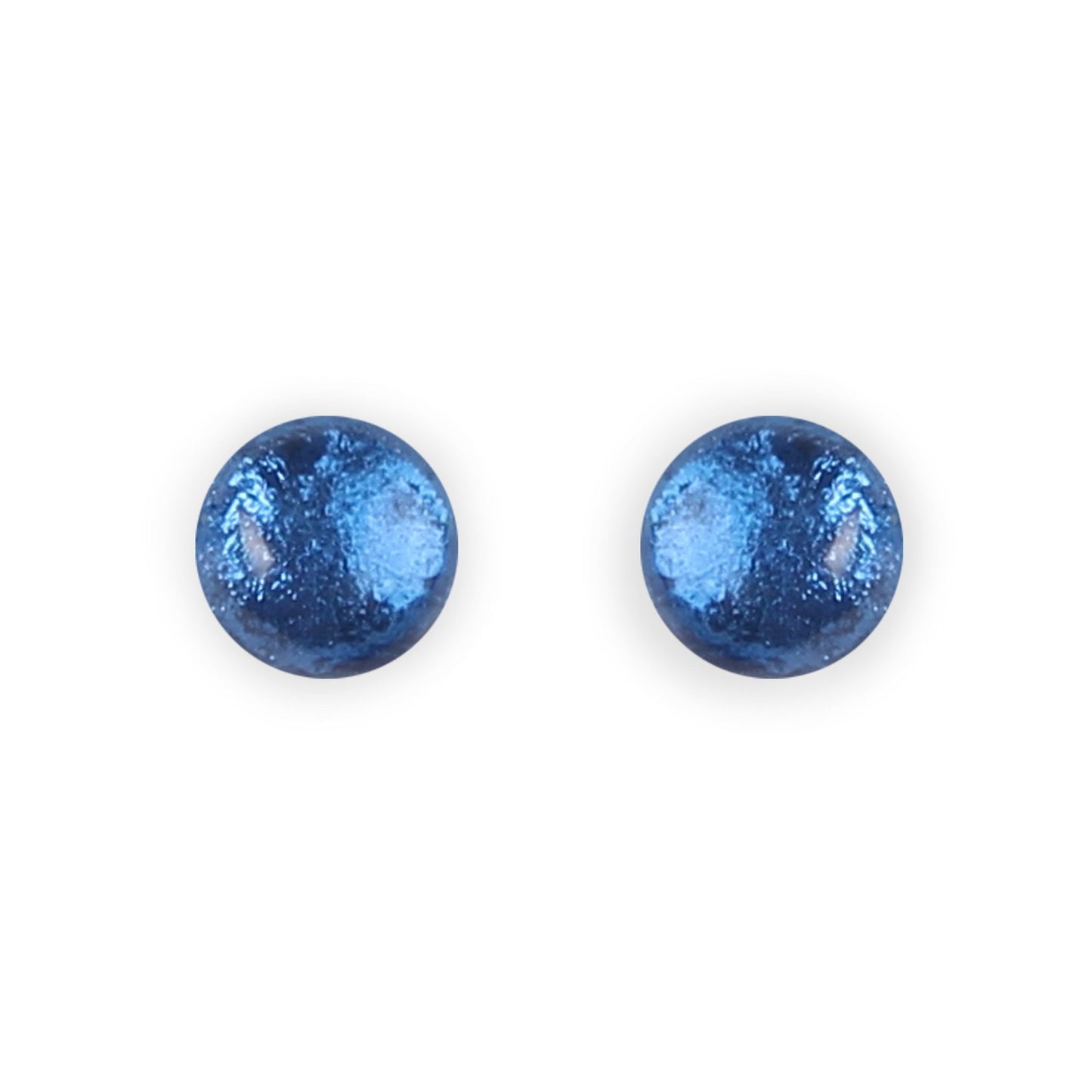 Navy Cabouchon Shiny Medium Stud Earrings | The Jewellery Stop