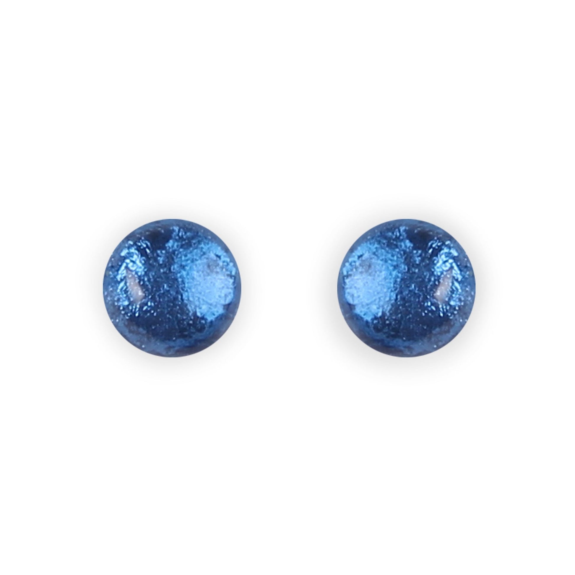Navy Cabouchon Shiny Medium Stud Earrings | The Jewellery Stop