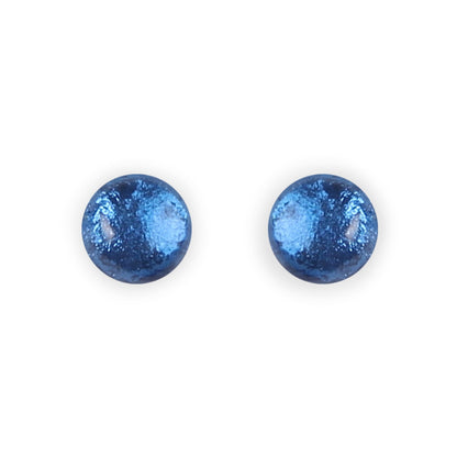 Navy Cabouchon Shiny Medium Stud Earrings | The Jewellery Stop