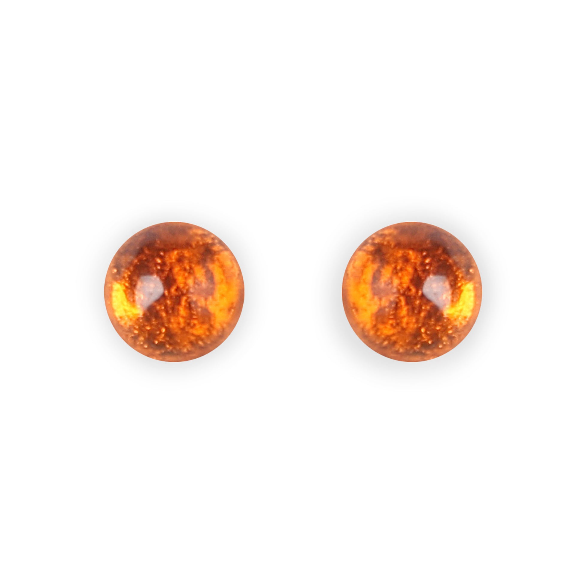 Orange Cabouchon Shiny Medium Stud Earrings