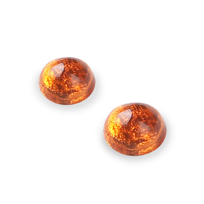 Orange Cabouchon Shiny Medium Stud Earrings