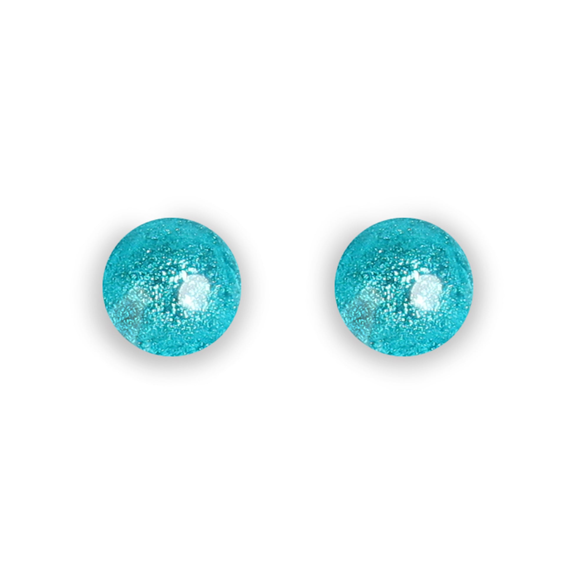 Teal Cabouchon Shiny Medium Stud Earrings