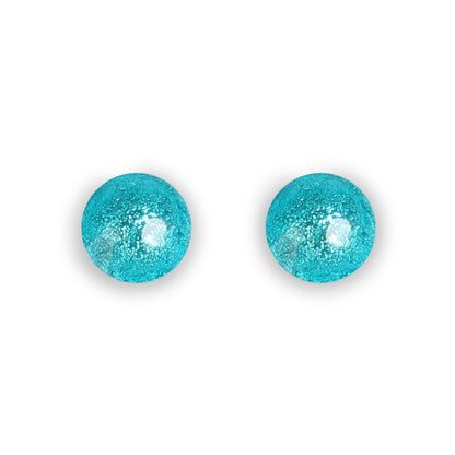 Teal Cabouchon Shiny Medium Stud Earrings