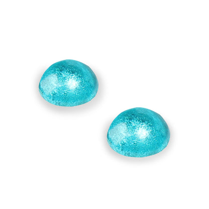 Teal Cabouchon Shiny Medium Stud Earrings
