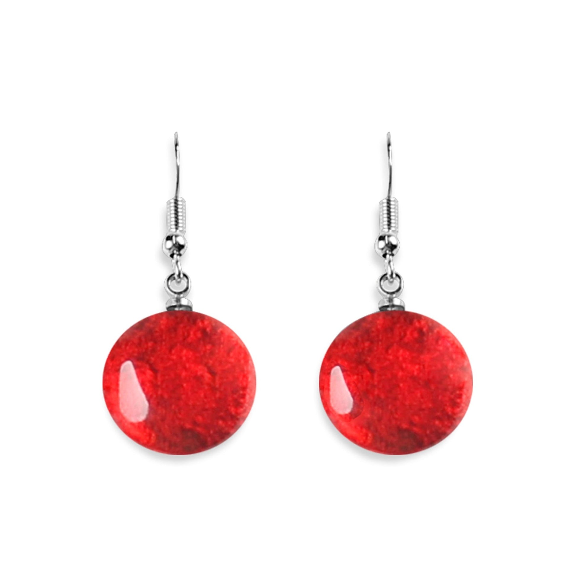 Red Cabouchon Shiny Fish Hook Earrings | The Jewellery Stop
