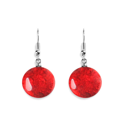 Red Cabouchon Shiny Fish Hook Earrings | The Jewellery Stop