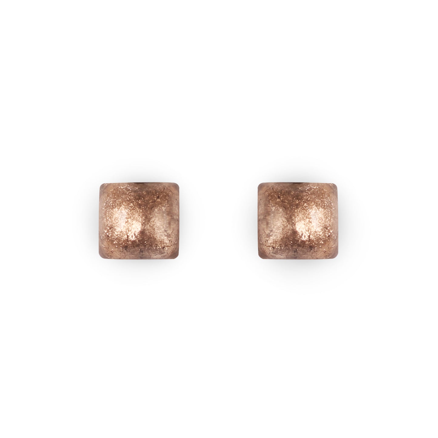 Nougat Cabouchon Squares Shiny Stud Earrings