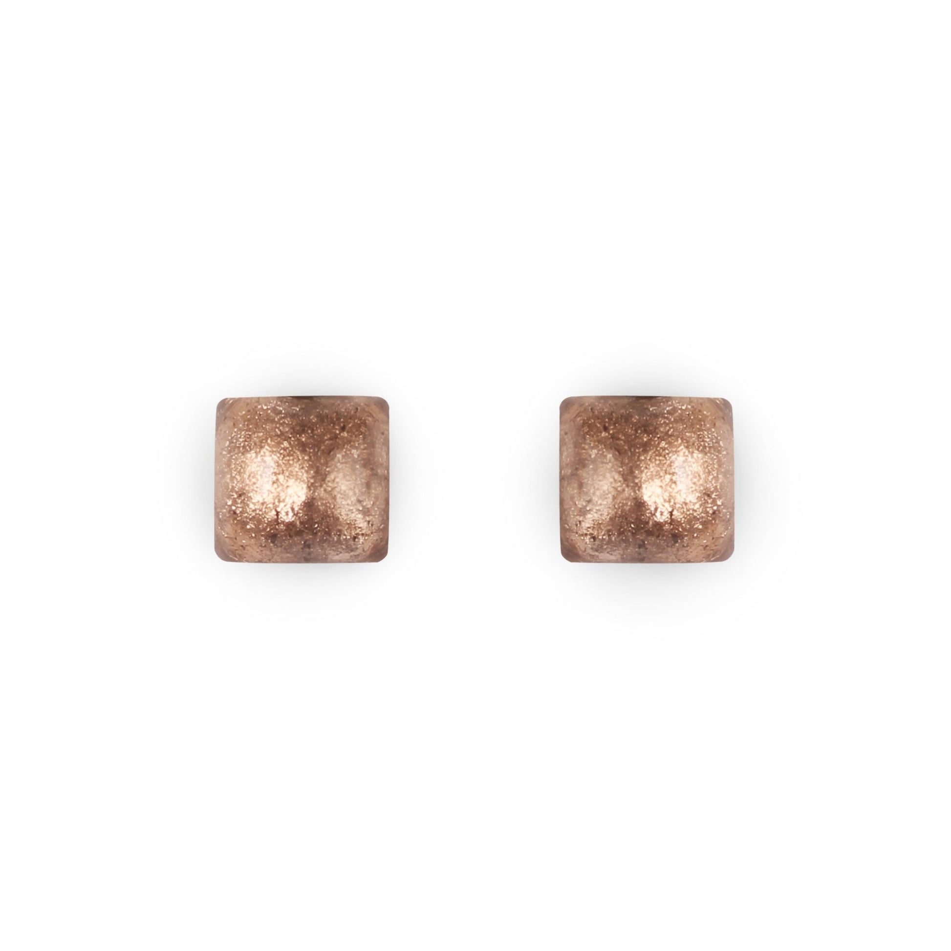 Nougat Cabouchon Squares Shiny Stud Earrings | The Jewellery Stop