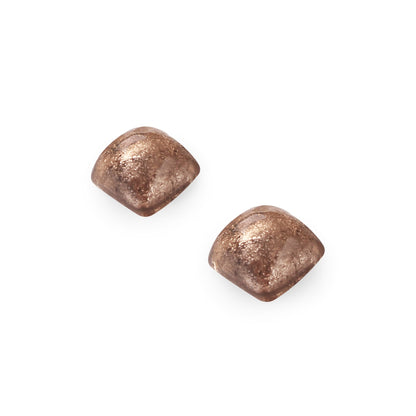 Nougat Cabouchon Squares Shiny Stud Earrings | The Jewellery Stop