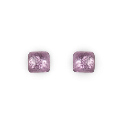 Rainbow Cabouchon Squares Shiny Stud Earrings | The Jewellery Stop