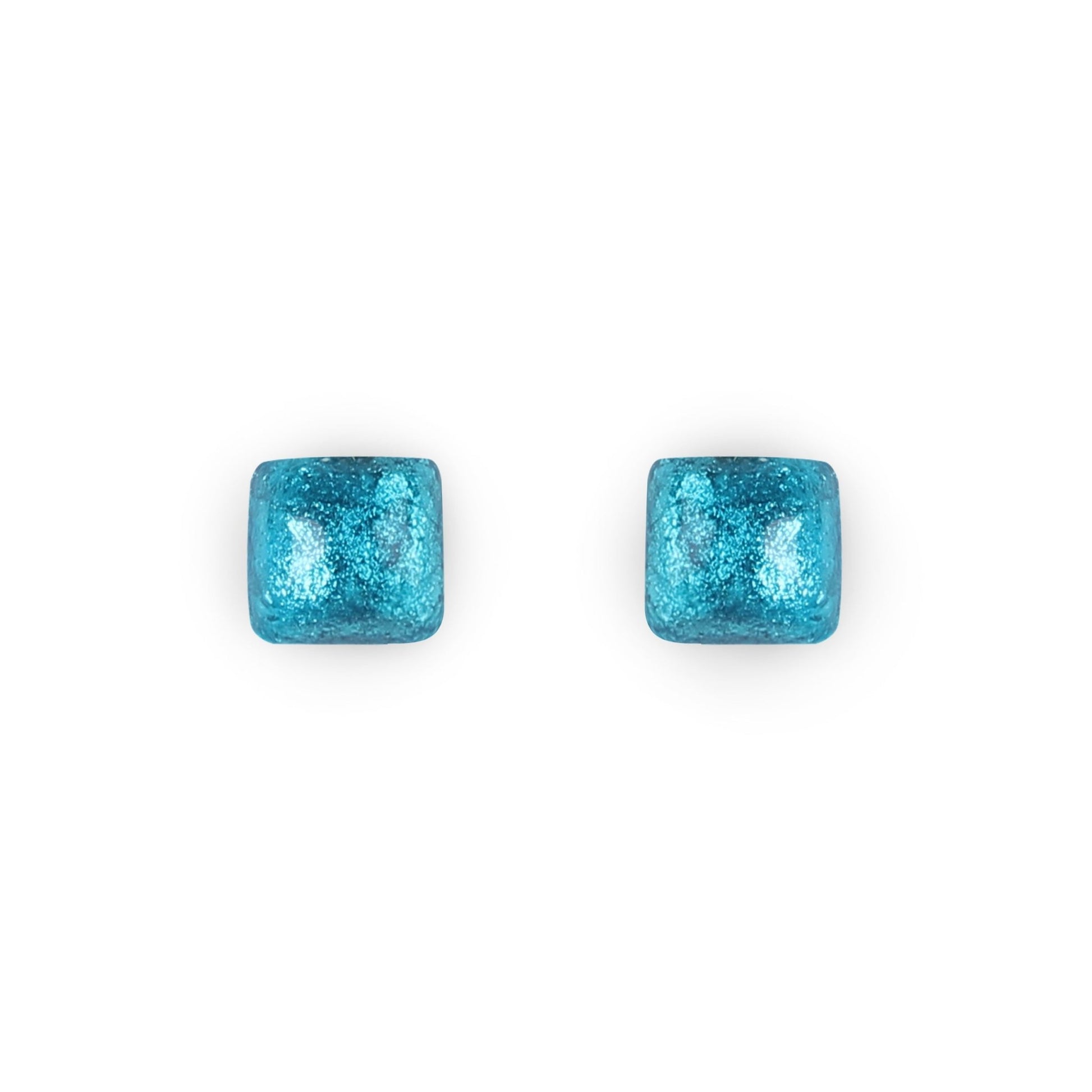 Turquoise Cabouchon Squares Shiny Stud Earrings | The Jewellery Stop