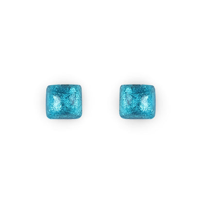 Turquoise Cabouchon Squares Shiny Stud Earrings | The Jewellery Stop