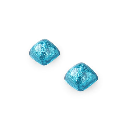 Turquoise Cabouchon Squares Shiny Stud Earrings | The Jewellery Stop