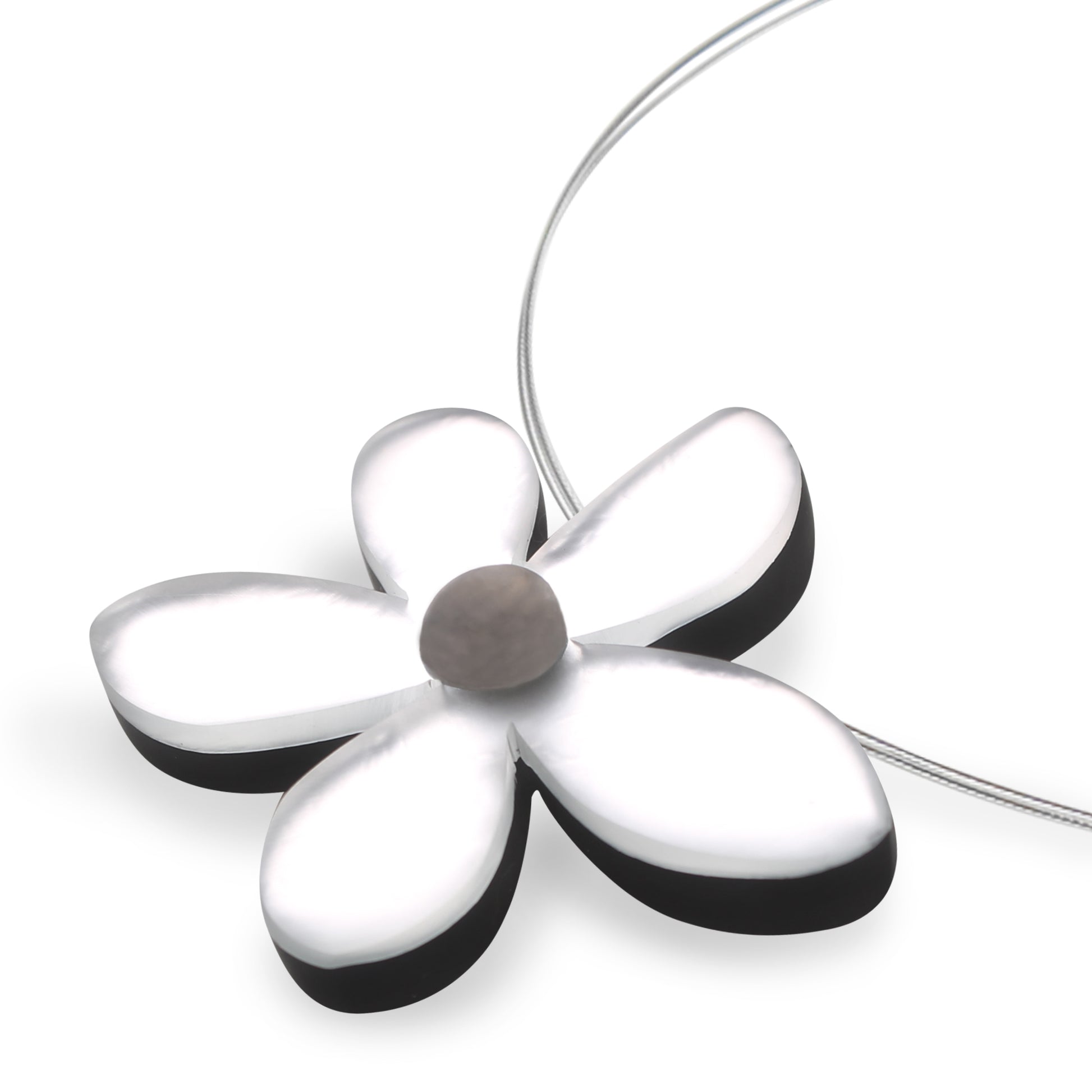Silver Flower Matte Large Pendant