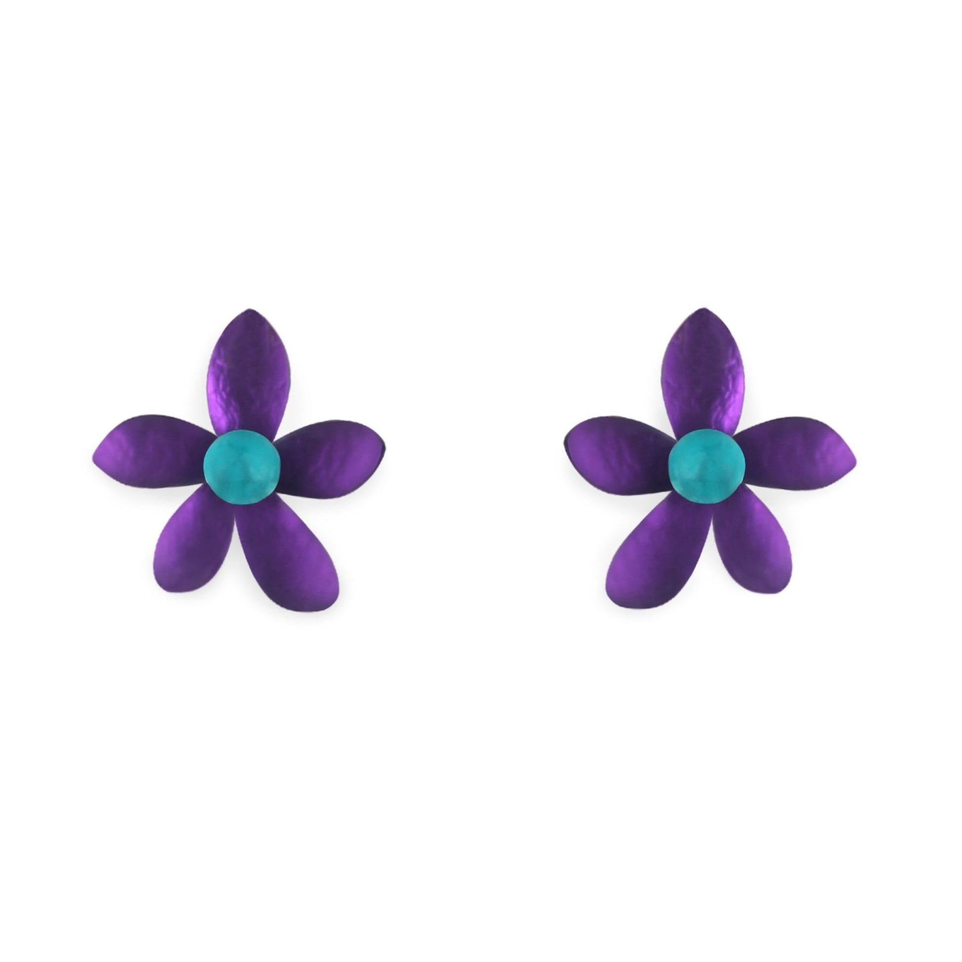 Peacock Flower Matte Stud Earrings | The Jewellery Stop
