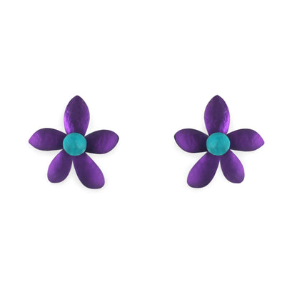 Peacock Flower Matte Stud Earrings | The Jewellery Stop