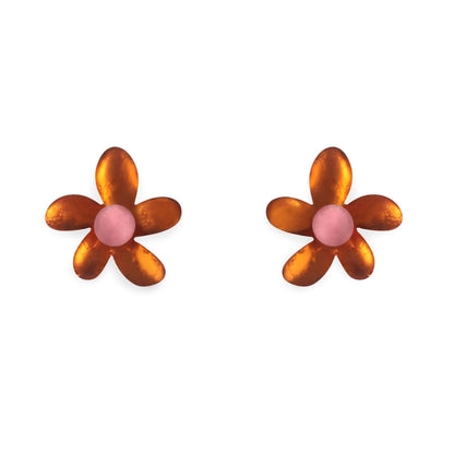 Tangerine Flower Matte Stud Earrings | The Jewellery Stop