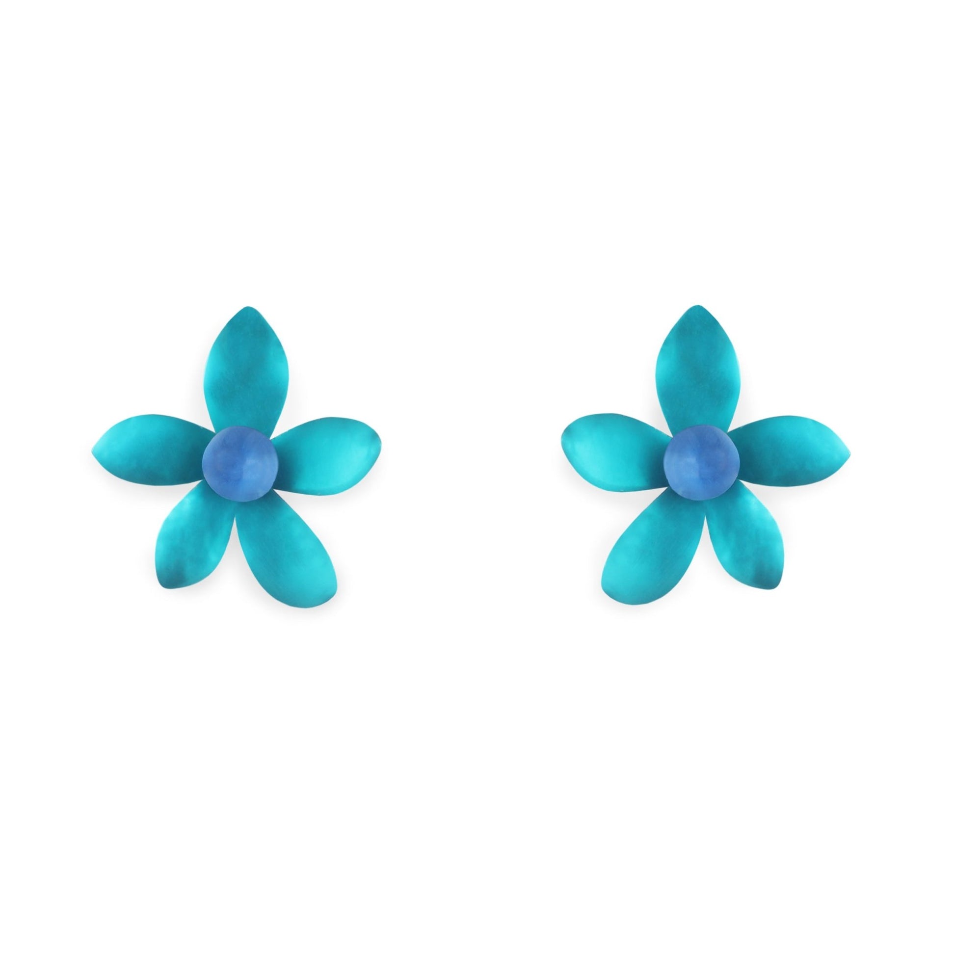 Teal Flower Matte Stud Earrings | The Jewellery Stop
