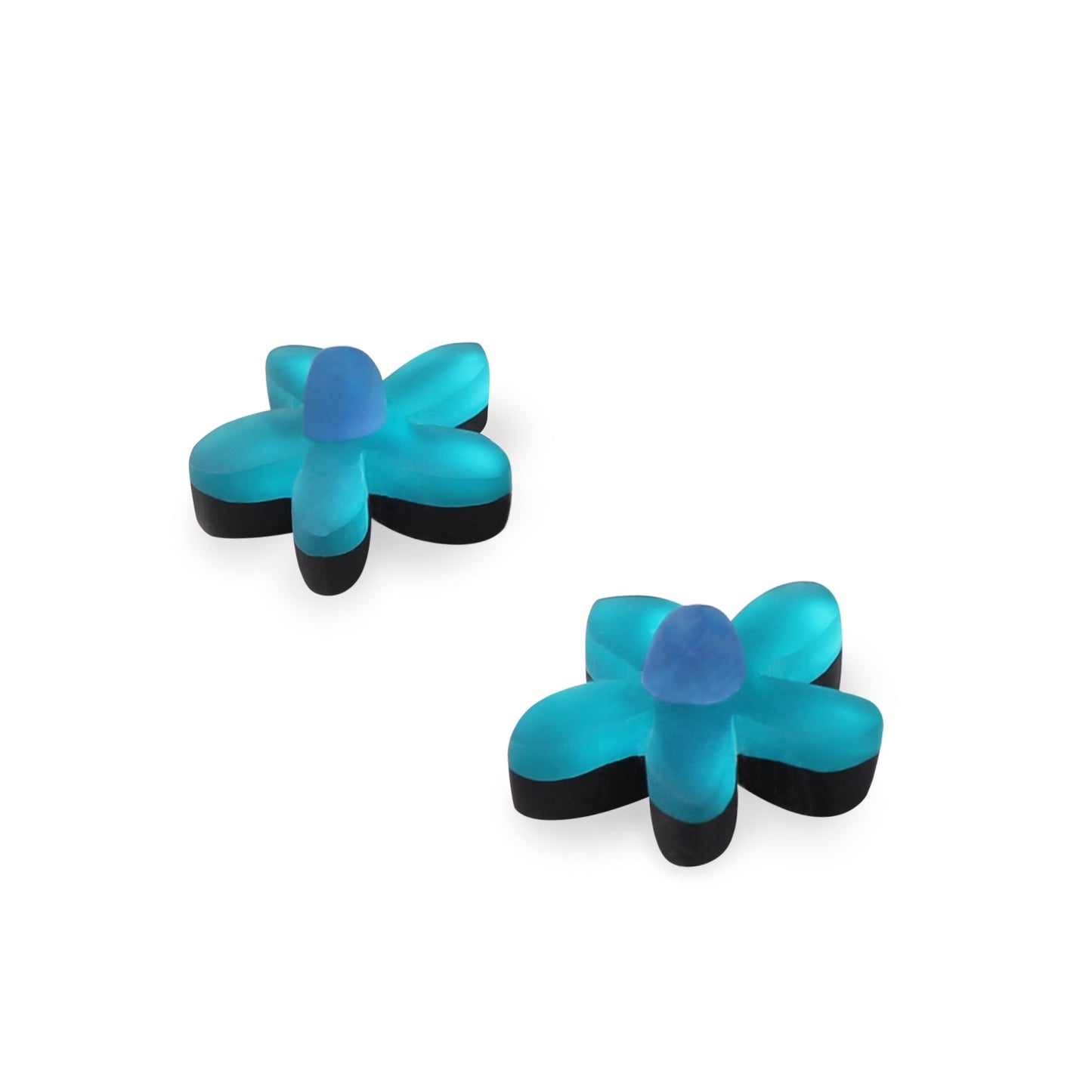 Teal Flower Matte Stud Earrings | The Jewellery Stop