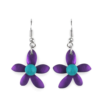 Peacock Flower Matte Fish Hook Earrings | The Jewellery Stop