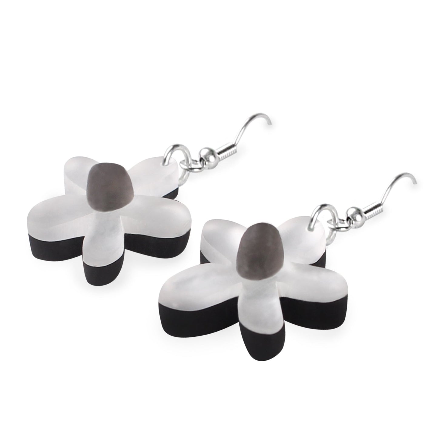 Silver Flower Matte Fish Hook Earrings | The Jewellery Stop