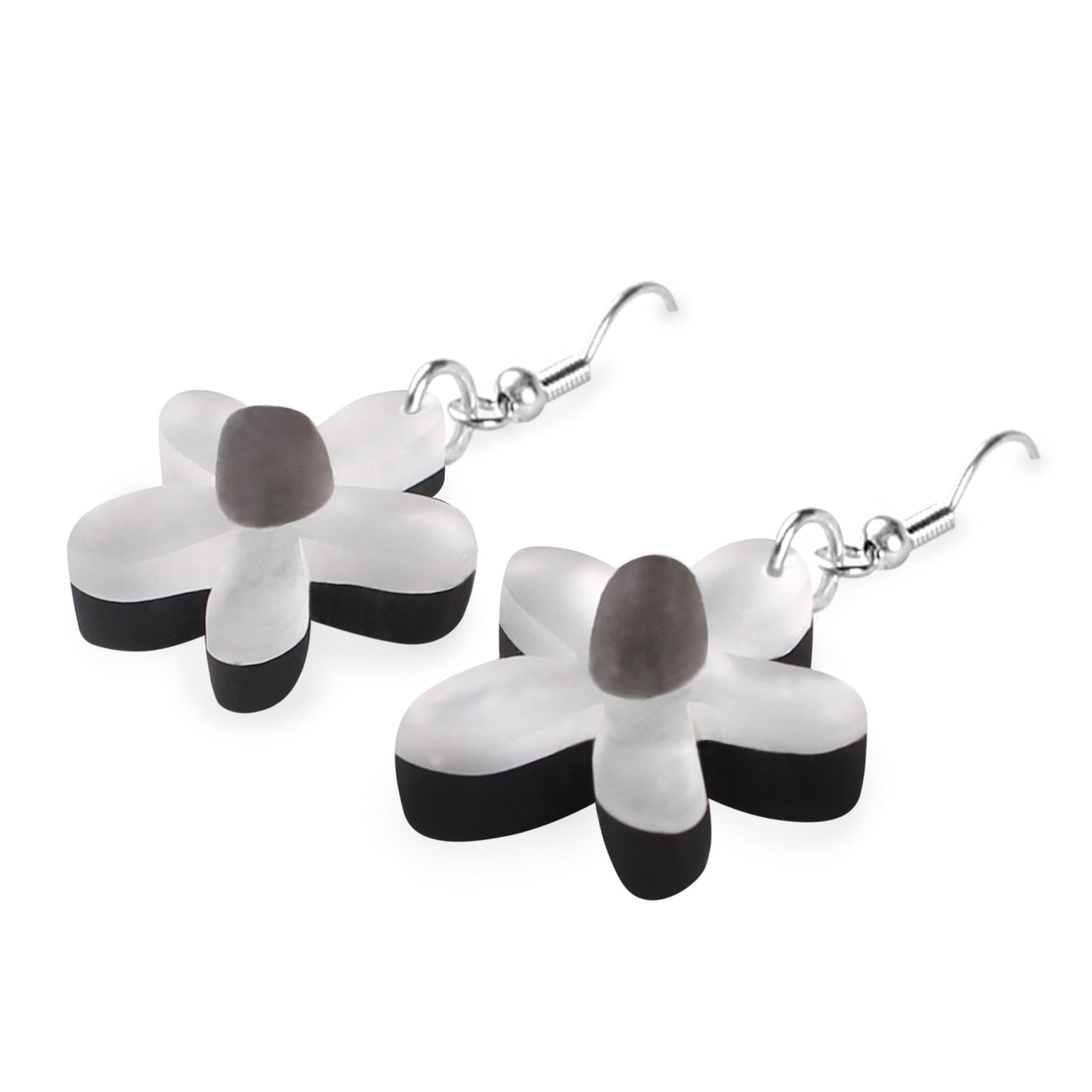 Silver Flower Matte Fish Hook Earrings | The Jewellery Stop