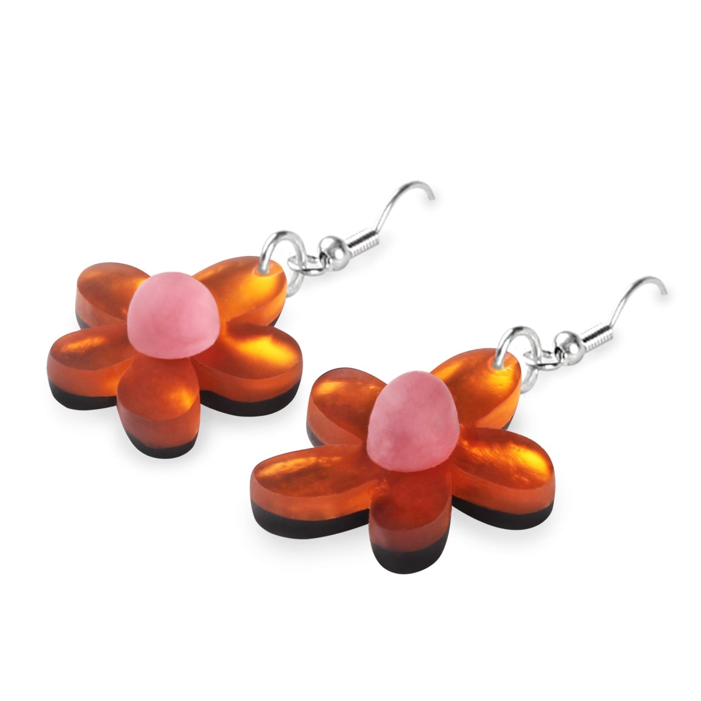 Tangerine Flower Matte Fish Hook Earrings | The Jewellery Stop