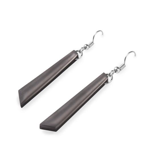 Black Icicle Matte Long Fish Hook Earrings | The Jewellery Stop