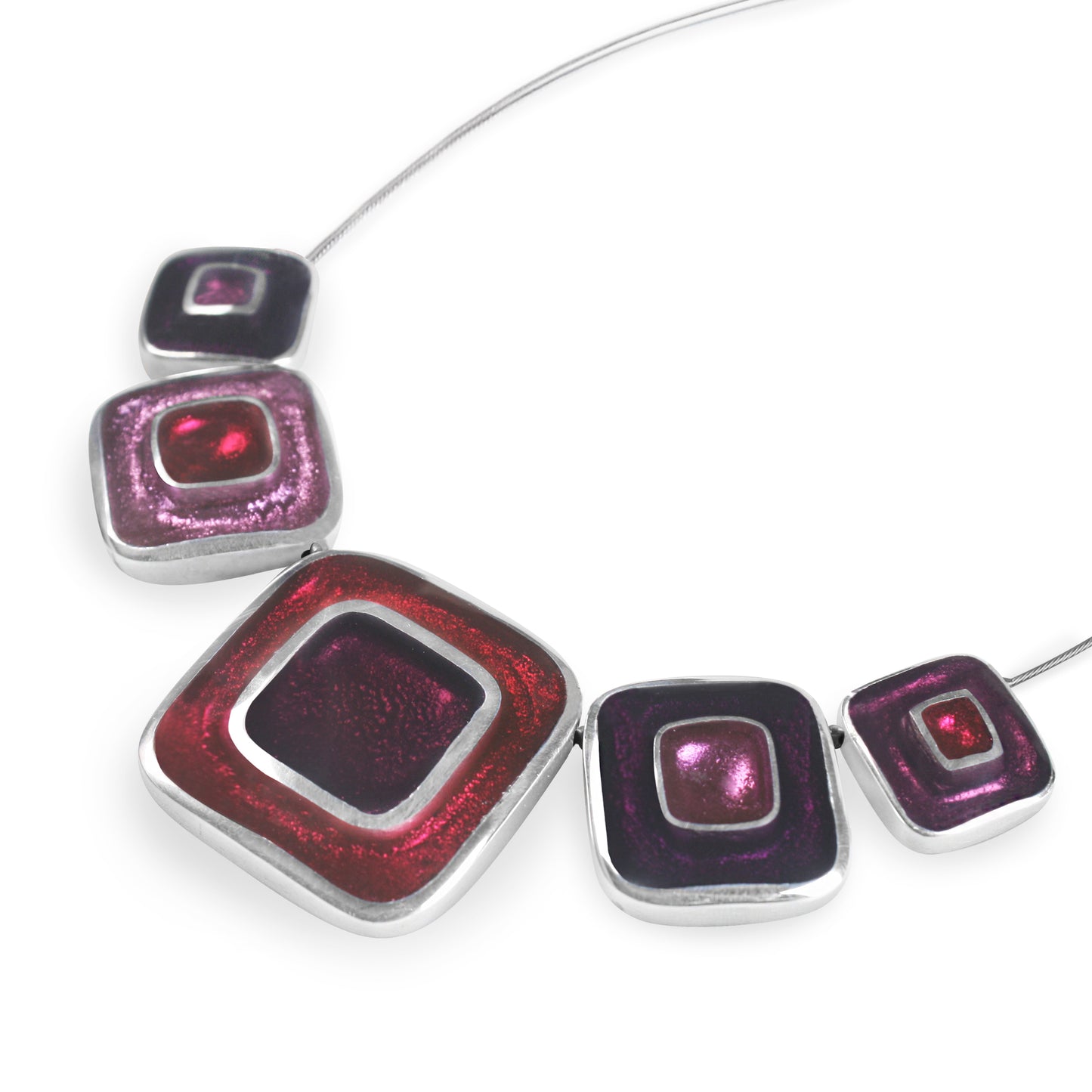 Blackberry Retro Squares Shiny Necklace