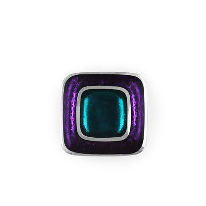 Peacock Retro Squares Shiny Brooch | The Jewellery Stop