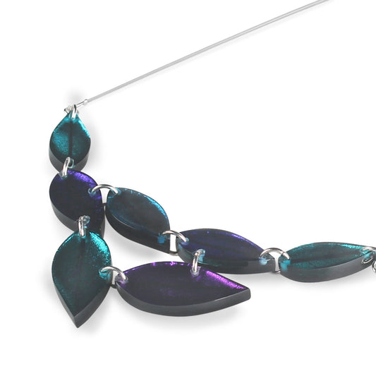 Peacock Skeletal Leaf Shiny Necklace | The Jewellery Stop