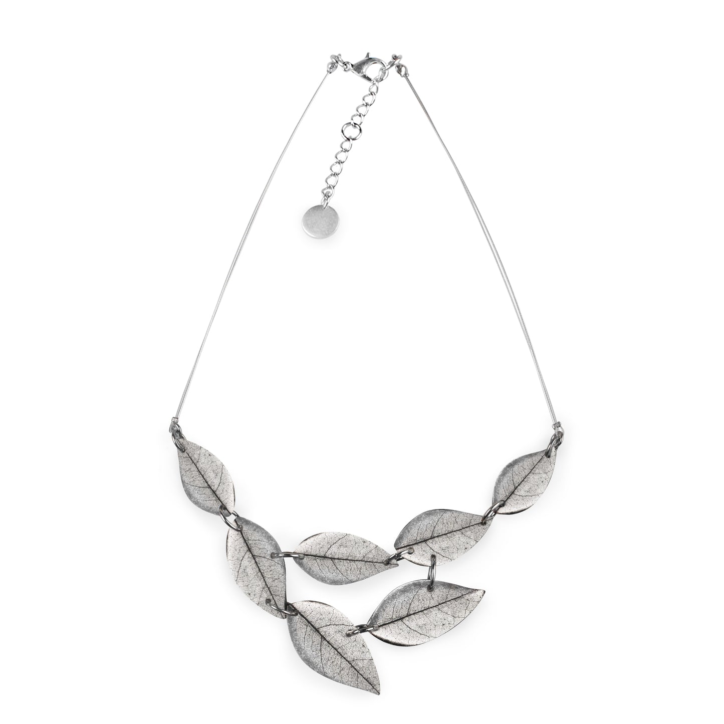 Silver Skeletal Leaf Shiny Necklace