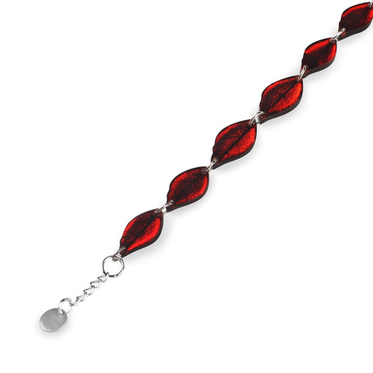 Red Skeletal Leaf Shiny Bracelet | The Jewellery Stop