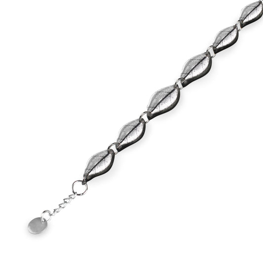 Silver Skeletal Leaf Shiny Bracelet