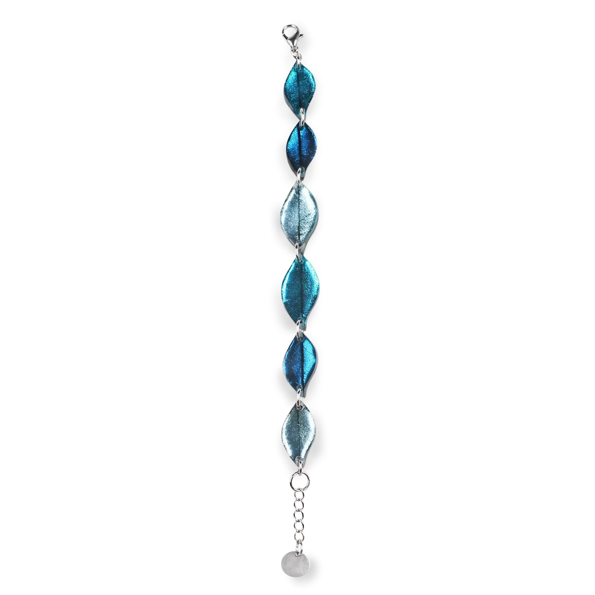 Teal Skeletal Leaf Shiny Bracelet | The Jewellery Stop